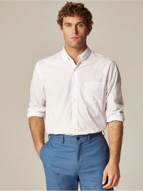 J. Crew Secret Wash cotton poplin shirt in White NWT Slim Untucked Large